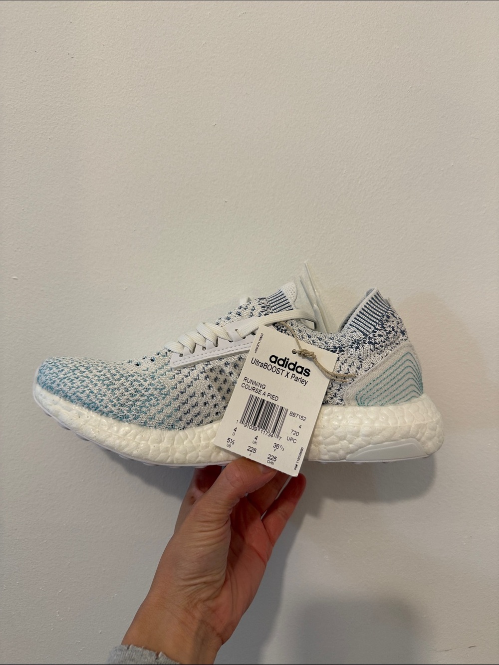 adidas Ultraboost X Parley Women's White & Light Blue Knit Running Shoes